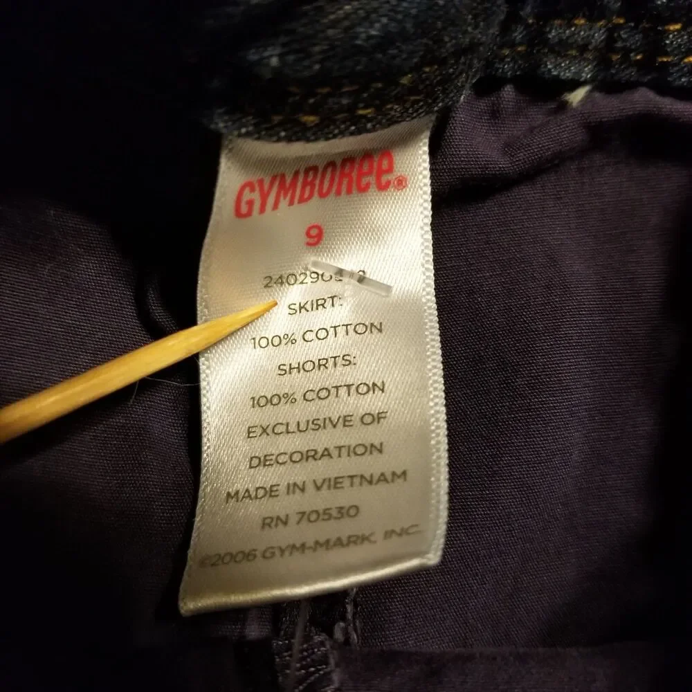 Gymboree Girls Jean Skirt Size 9 Blue Striped Denim Pink Trim Bow Girlcore